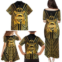 Vanuatu 46th Anniversary Of Independence Family Matching Puletasi and Hawaiian Shirt Gold Style LT05 - Polynesian Pride