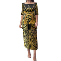 Vanuatu 46th Anniversary Of Independence Family Matching Puletasi and Hawaiian Shirt Gold Style LT05 Mom's Dress Gold - Polynesian Pride