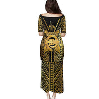 Vanuatu 46th Anniversary Of Independence Family Matching Puletasi and Hawaiian Shirt Gold Style LT05 - Polynesian Pride