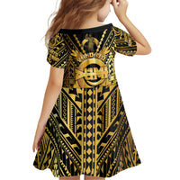 Vanuatu 46th Anniversary Of Independence Family Matching Short Sleeve Bodycon Dress and Hawaiian Shirt Gold Style LT05 - Polynesian Pride