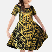Vanuatu 46th Anniversary Of Independence Family Matching Tank Maxi Dress and Hawaiian Shirt Gold Style LT05 Daughter's Dress Gold - Polynesian Pride
