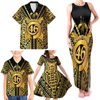 Vanuatu 46th Anniversary Of Independence Family Matching Tank Maxi Dress and Hawaiian Shirt Gold Style LT05 - Polynesian Pride