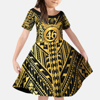 Vanuatu 46th Anniversary Of Independence Kid Short Sleeve Dress Gold Style LT05 KID Gold - Polynesian Pride