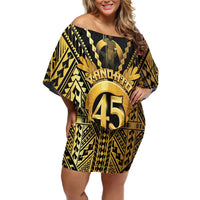 Vanuatu 46th Anniversary Of Independence Off Shoulder Short Dress Gold Style LT05 Women Gold - Polynesian Pride