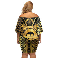 Vanuatu 46th Anniversary Of Independence Off Shoulder Short Dress Gold Style LT05 - Polynesian Pride