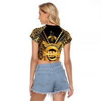 Vanuatu 45th Anniversary Of Independence Raglan Cropped T Shirt Gold Style - Polynesian Pride