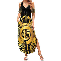 Vanuatu 46th Anniversary Of Independence Summer Maxi Dress Gold Style LT05 Women Gold - Polynesian Pride