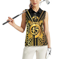 Vanuatu 46th Anniversary Of Independence Women Sleeveless Polo Shirt Gold Style LT05 - Polynesian Pride