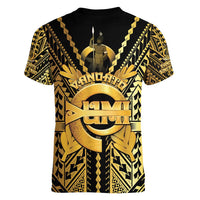 Vanuatu 46th Anniversary Of Independence Women V-Neck T-Shirt Gold Style LT05 - Polynesian Pride