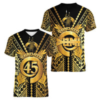 Vanuatu 46th Anniversary Of Independence Women V-Neck T-Shirt Gold Style LT05 - Polynesian Pride