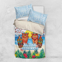 Hawaii And Japan Okinawa Bedding Set Aloha Gozaimasu Tiki With Shisa