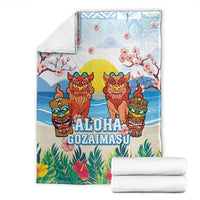 Hawaii And Japan Okinawa Blanket Aloha Gozaimasu Tiki With Shisa LT05 - Polynesian Pride