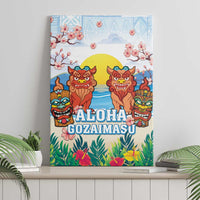 Hawaii And Japan Okinawa Canvas Wall Art Aloha Gozaimasu Tiki With Shisa LT05 - Polynesian Pride