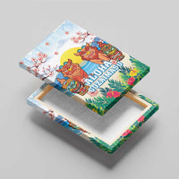 Hawaii And Japan Okinawa Canvas Wall Art Aloha Gozaimasu Tiki With Shisa LT05 - Polynesian Pride