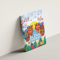 Hawaii And Japan Okinawa Canvas Wall Art Aloha Gozaimasu Tiki With Shisa LT05 - Polynesian Pride