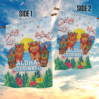 Hawaii And Japan Okinawa Garden Flag Aloha Gozaimasu Tiki With Shisa LT05 - Polynesian Pride