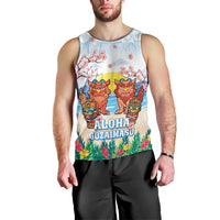 Hawaii And Japan Okinawa Men Tank Top Aloha Gozaimasu Tiki With Shisa LT05 - Polynesian Pride