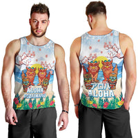 Hawaii And Japan Okinawa Men Tank Top Aloha Gozaimasu Tiki With Shisa LT05 - Polynesian Pride