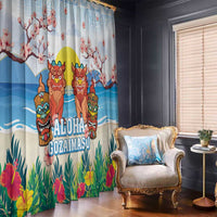 Hawaii And Japan Okinawa Window Curtain Aloha Gozaimasu Tiki With Shisa LT05 - Polynesian Pride