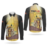 Papua New Guinea Couples Matching Off The Shoulder Long Sleeve Dress and Long Sleeve Button Shirt Independence Day Unique Style LT05 - Polynesian Pride