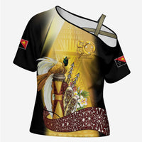 Papua New Guinea Cross Shoulder Shirt Independence Day Unique Style LT05 Female Gold - Polynesian Pride