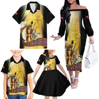 Papua New Guinea Family Matching Off The Shoulder Long Sleeve Dress and Hawaiian Shirt Independence Day Unique Style LT05 - Polynesian Pride