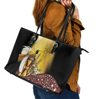 Papua New Guinea Leather Tote Bag Independence Day Unique Style LT05 - Polynesian Pride