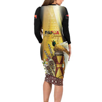 Papua New Guinea Long Sleeve Bodycon Dress 50 Years Of Independence - Polynesian Pride