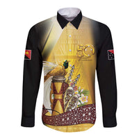 Papua New Guinea Long Sleeve Button Shirt 50 Years Of Independence LT05 Unisex Gold - Polynesian Pride