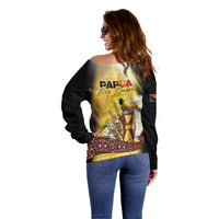 Papua New Guinea Off Shoulder Sweater 50 Years Of Independence LT05 - Polynesian Pride