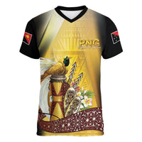 Papua New Guinea Women V-Neck T-Shirt Independence Day Unique Style LT05 Female Gold - Polynesian Pride