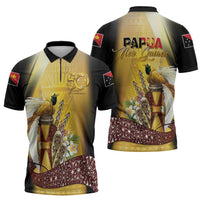 Papua New Guinea Zipper Polo Shirt 50 Years Of Independence LT05 - Polynesian Pride