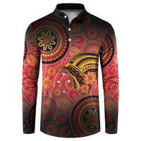 Papua New Guinea Button Sweatshirt Birds Of Paradise With Aboriginal Pattern LT05 Red - Polynesian Pride