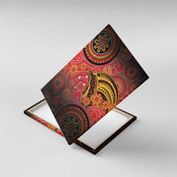 Papua New Guinea Canvas Wall Art Birds Of Paradise With Aboriginal Pattern LT05 With Frame Red - Polynesian Pride