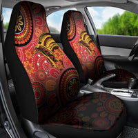 Papua New Guinea Car Seat Cover Birds Of Paradise With Aboriginal Pattern - Polynesian Pride