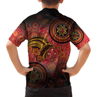 Papua New Guinea Family Matching Summer Maxi Dress and Hawaiian Shirt Birds Of Paradise With Aboriginal Pattern LT05 - Polynesian Pride