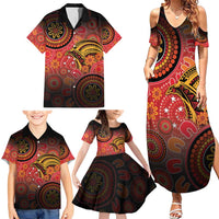 Papua New Guinea Family Matching Summer Maxi Dress and Hawaiian Shirt Birds Of Paradise With Aboriginal Pattern LT05 - Polynesian Pride