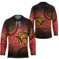 Papua New Guinea Hockey Jersey Birds Of Paradise With Aboriginal Pattern - Polynesian Pride