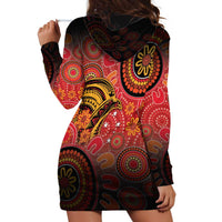 Papua New Guinea Hoodie Dress Birds Of Paradise With Aboriginal Pattern - Polynesian Pride