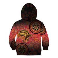 Papua New Guinea Kid Hoodie Birds Of Paradise With Aboriginal Pattern - Polynesian Pride