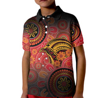 Papua New Guinea Kid Polo Shirt Birds Of Paradise With Aboriginal Pattern - Polynesian Pride
