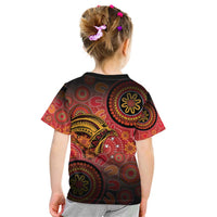 Papua New Guinea Kid T Shirt Birds Of Paradise With Aboriginal Pattern - Polynesian Pride