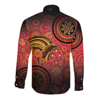 Papua New Guinea Long Sleeve Button Shirt Birds Of Paradise With Aboriginal Pattern LT05 - Polynesian Pride