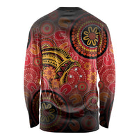 Papua New Guinea Long Sleeve Shirt Birds Of Paradise With Aboriginal Pattern LT05 - Polynesian Pride