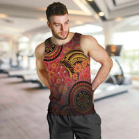 Papua New Guinea Men Tank Top Birds Of Paradise With Aboriginal Pattern LT05 Red - Polynesian Pride