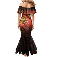 Papua New Guinea Mermaid Dress Birds Of Paradise With Aboriginal Pattern - Polynesian Pride