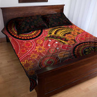 Papua New Guinea Quilt Bed Set Birds Of Paradise With Aboriginal Pattern - Polynesian Pride