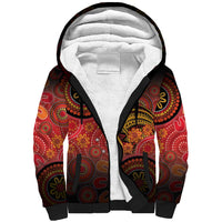 Papua New Guinea Sherpa Hoodie Birds Of Paradise With Aboriginal Pattern LT05 Unisex Red - Polynesian Pride