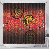 Papua New Guinea Shower Curtain Birds Of Paradise With Aboriginal Pattern - Polynesian Pride