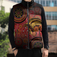 Papua New Guinea Sleeveless Puffer Jacket Birds Of Paradise With Aboriginal Pattern - Polynesian Pride